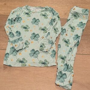 Charming Clover Kids Pajama Set - Mint and Gold